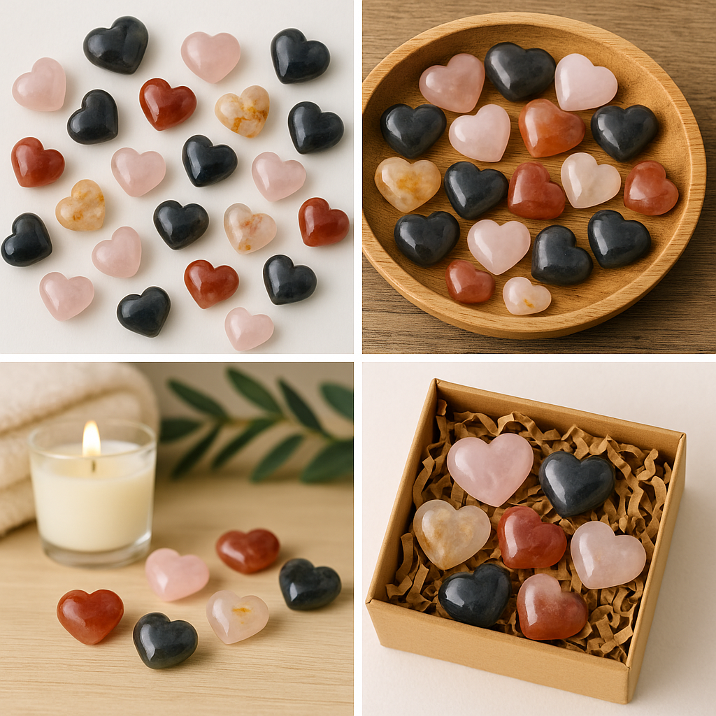 Mixed Crystal Hearts – Sold by the Pound | Hand-Carved Mini Hearts