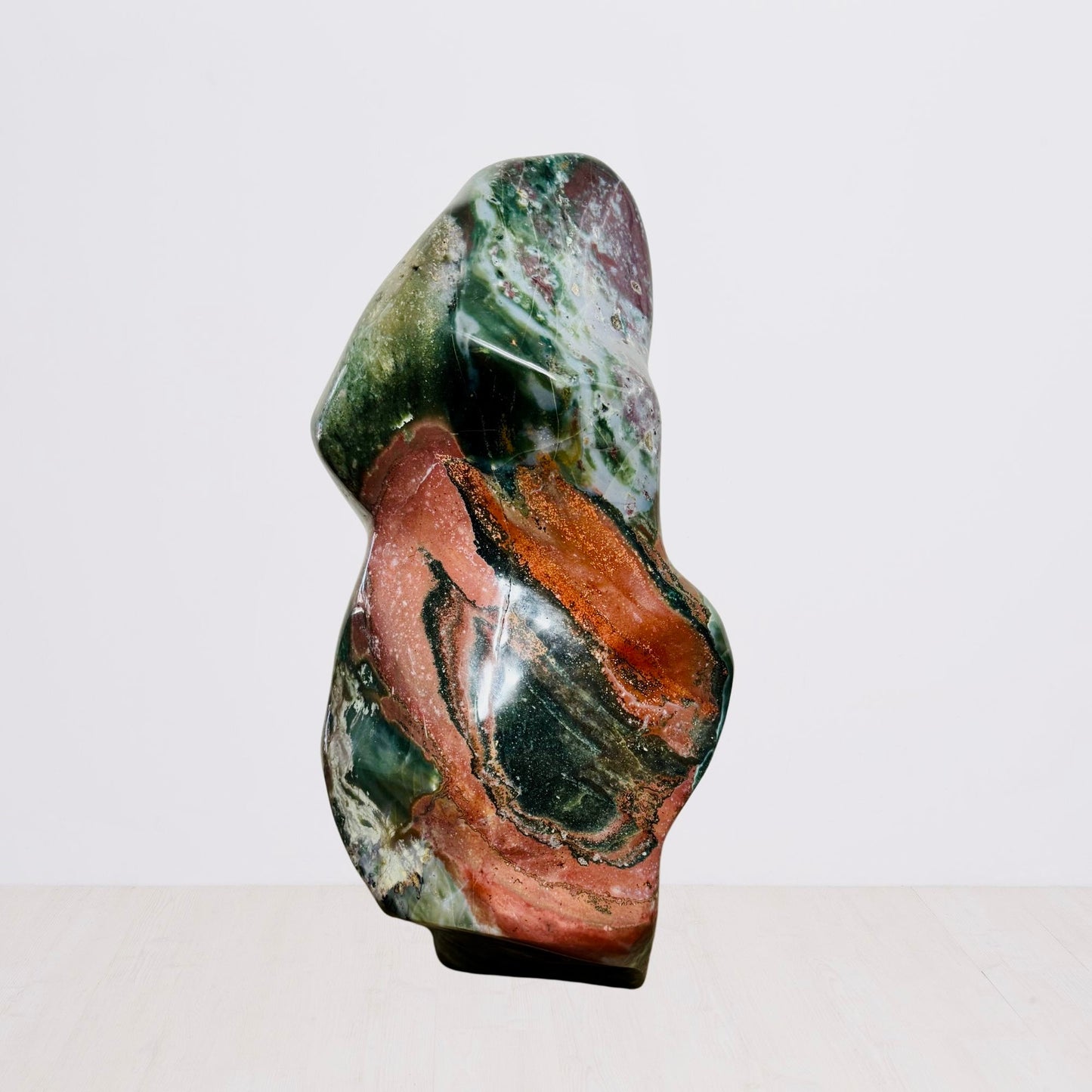 Extra Large Rare Ocean Jasper Polished Freeform – Gallery - Grade Sculpture with Multicolored Landscape Patterns (101 lbs / 46 kg) - KREATEUR MIAMI