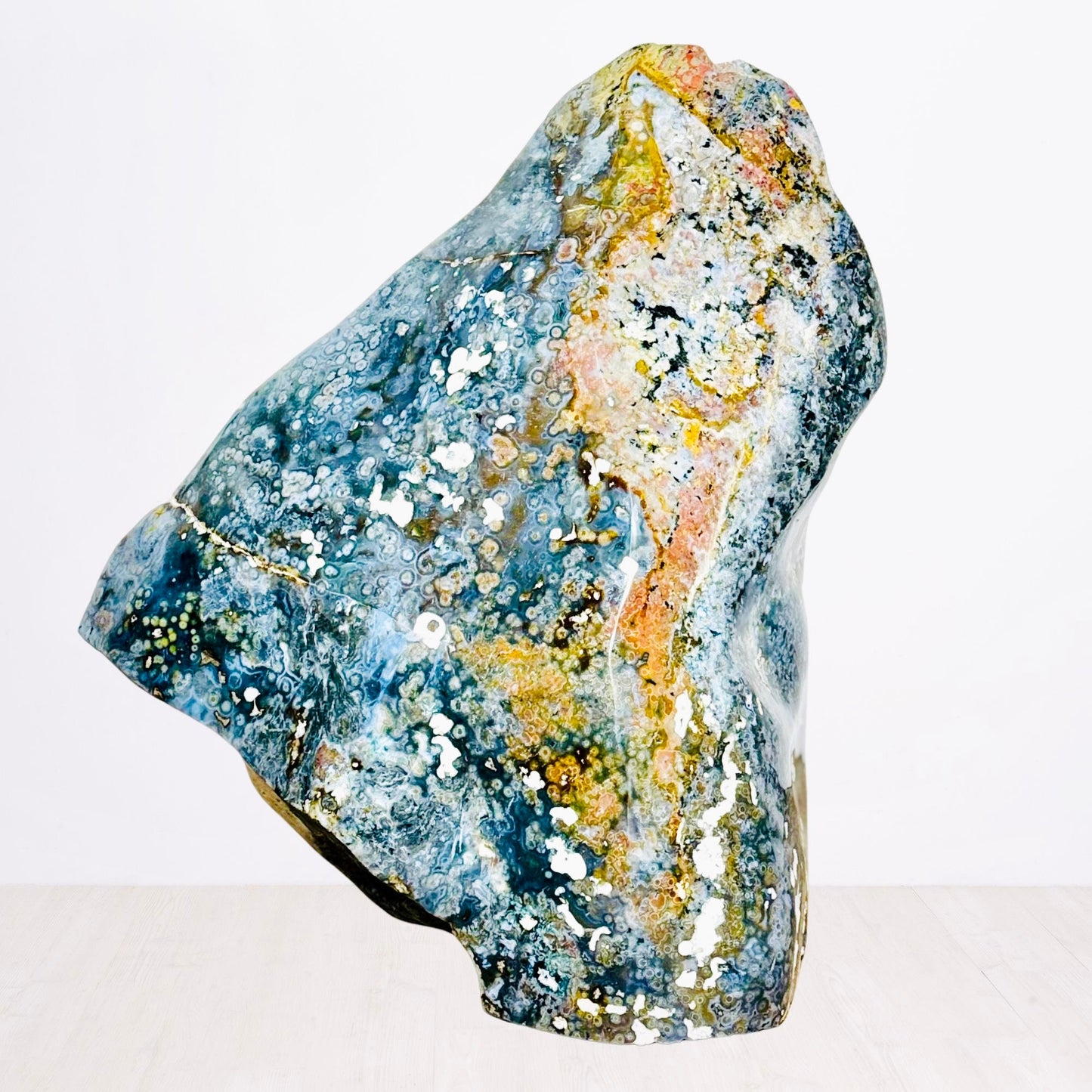 XL Polished Blue Ocean Jasper Freeform – Deep Waves & Earthy Patterns (57.9 lbs / 26.25 KG) – Natural Crystal for Home Decor & Energy Work - KREATEUR MIAMI