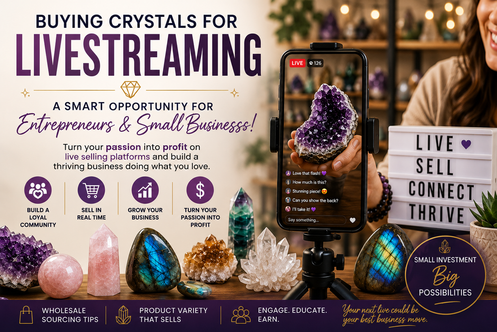 Crystal inventory prepared for livestream sellers and small businesses
