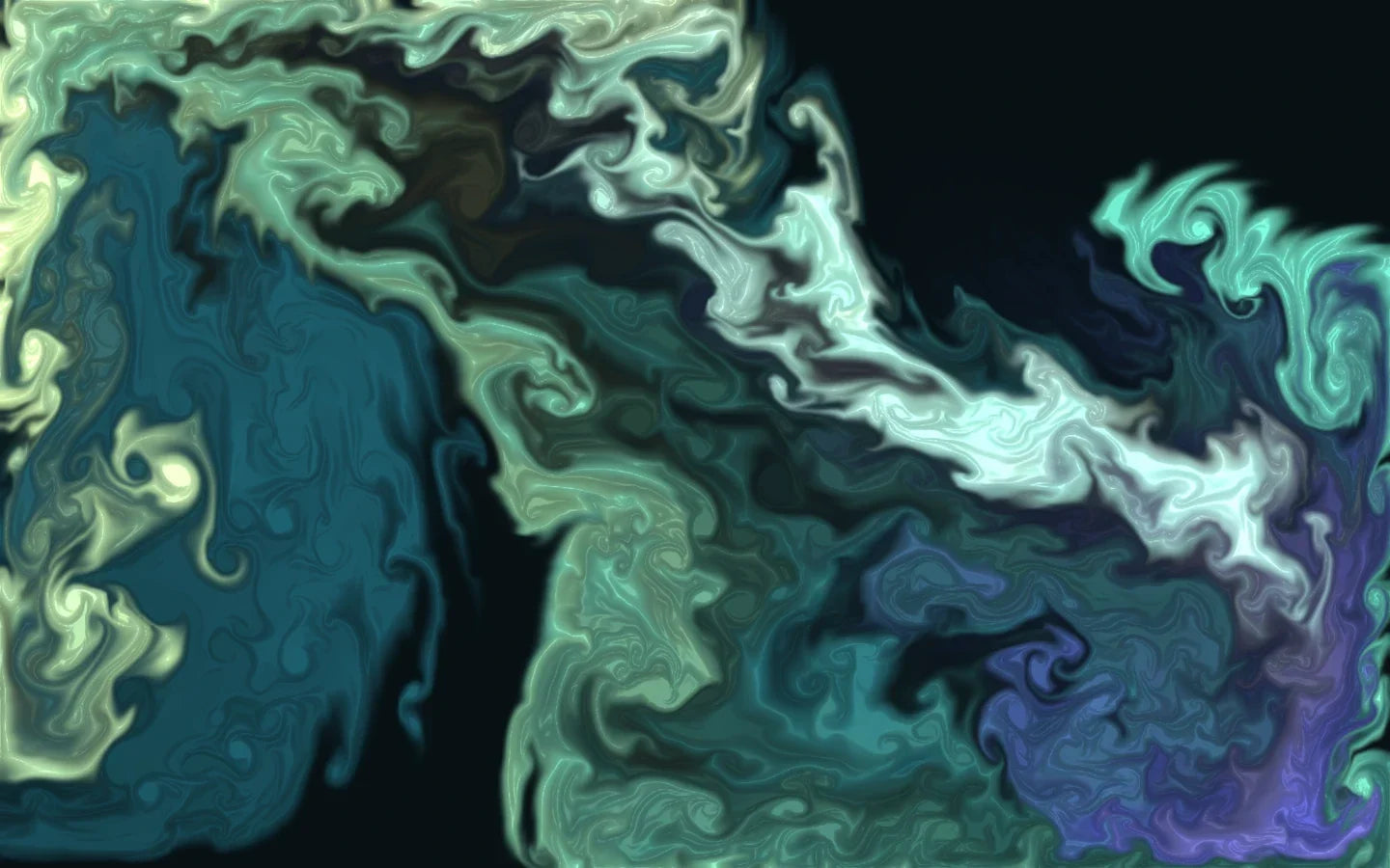 Teal, mint, pale-gold and violet currents in a Labradorite palette artwork exported from Liquid Atelier