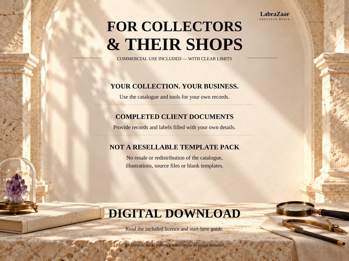 Crystal Collector Catalogue Vol 1: 150 Illustrated Profiles, Mineral Reference PDF, Excel Tracker &amp; Specimen Forms, Commercial Use — contenido multimedia del producto 6