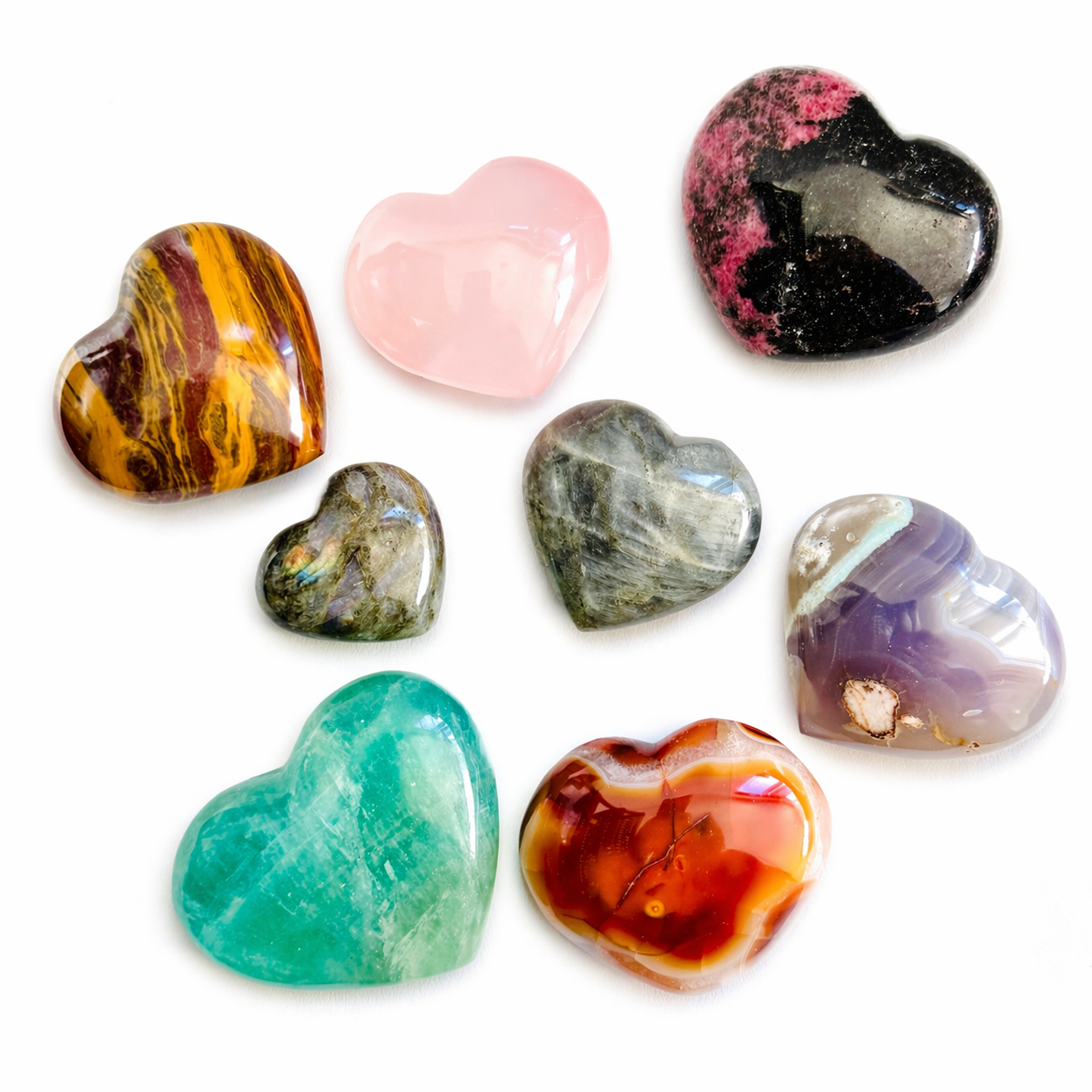 5 LB Crystal 3D Heart Carvings – Mixed Lot (Large Hearts, No Selection)