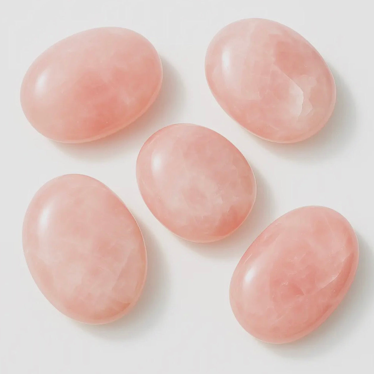 Handpicked 5 lb bulk lot of polished rose quartz palm stones