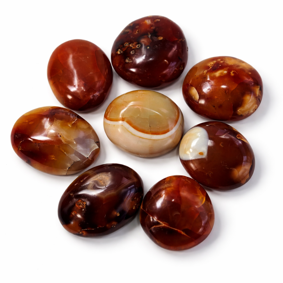 5 LB Carnelian Agate Palm Stone / Worry Stone Lot – Polished Assortment (No Selection) - KREATEUR Miami crystal product card