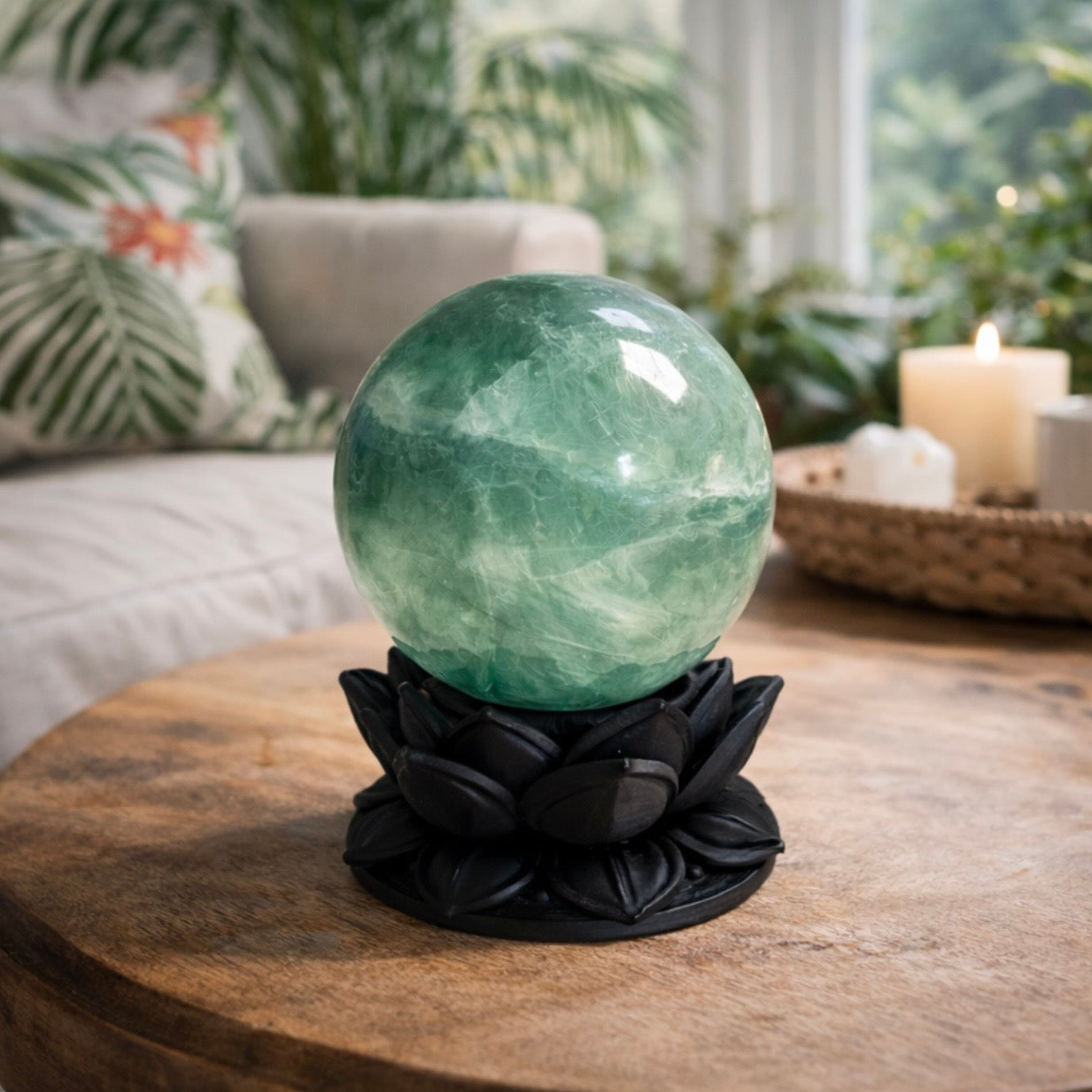 Crystal Sphere with Dark Lotus Stand | Original Kreateur Studio Design