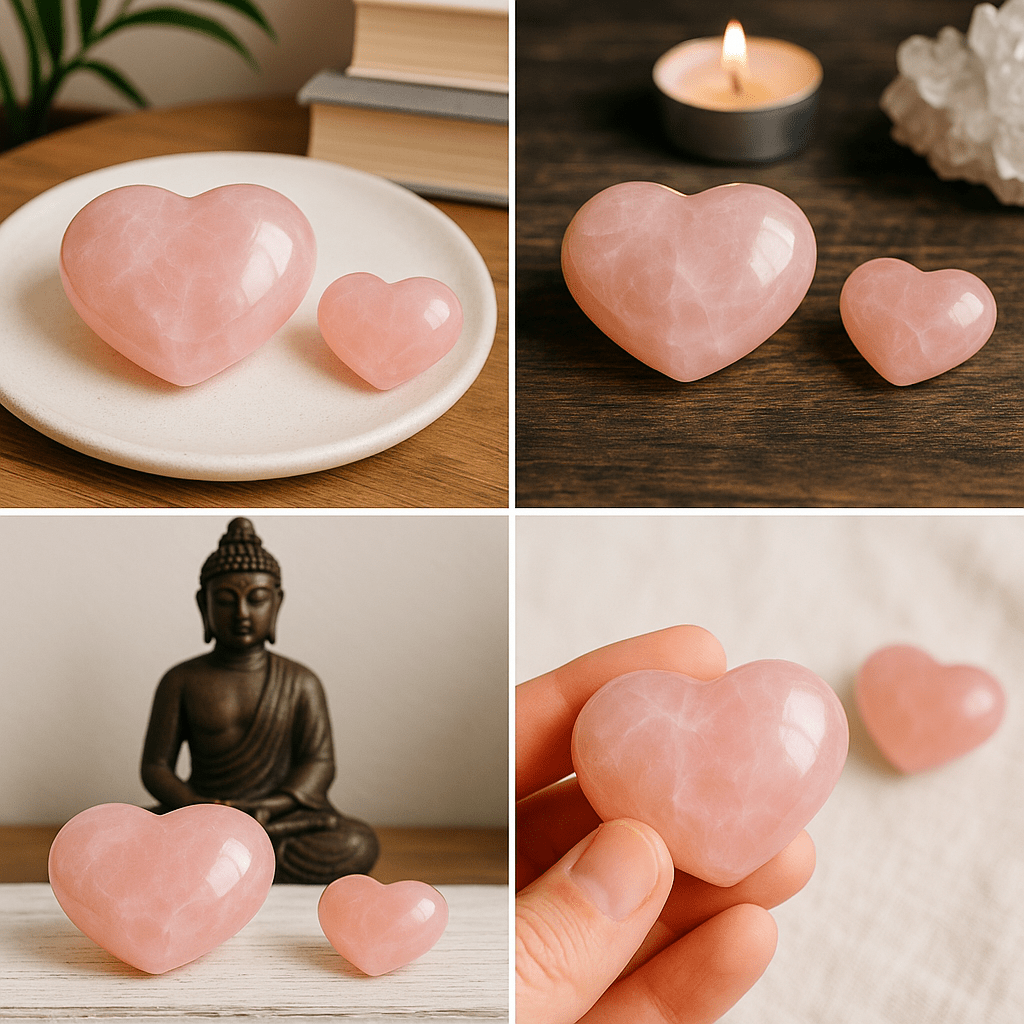 3D Big Rose Quartz Crystal Heart detail image 1 - KREATEUR Miami