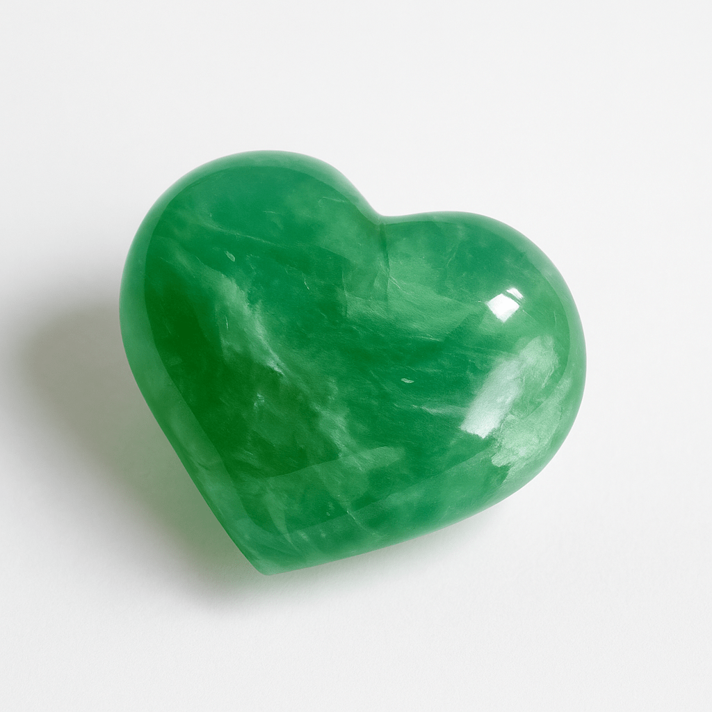 3D Green Fluorite Heart – Hand-Polished Crystal for Gift & Decor detail image 1 - KREATEUR Miami