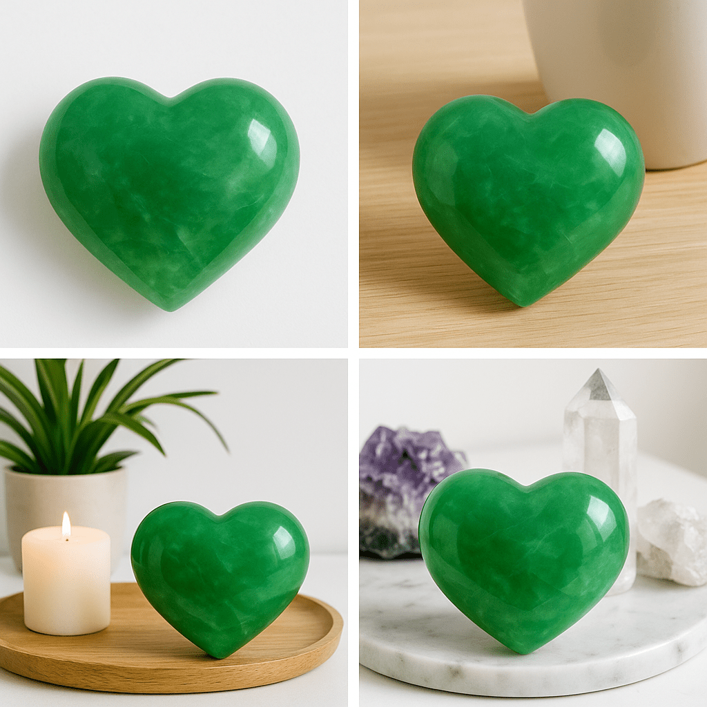 3D Green Fluorite Heart – Hand-Polished Crystal for Gift & Decor detail image 2 - KREATEUR Miami