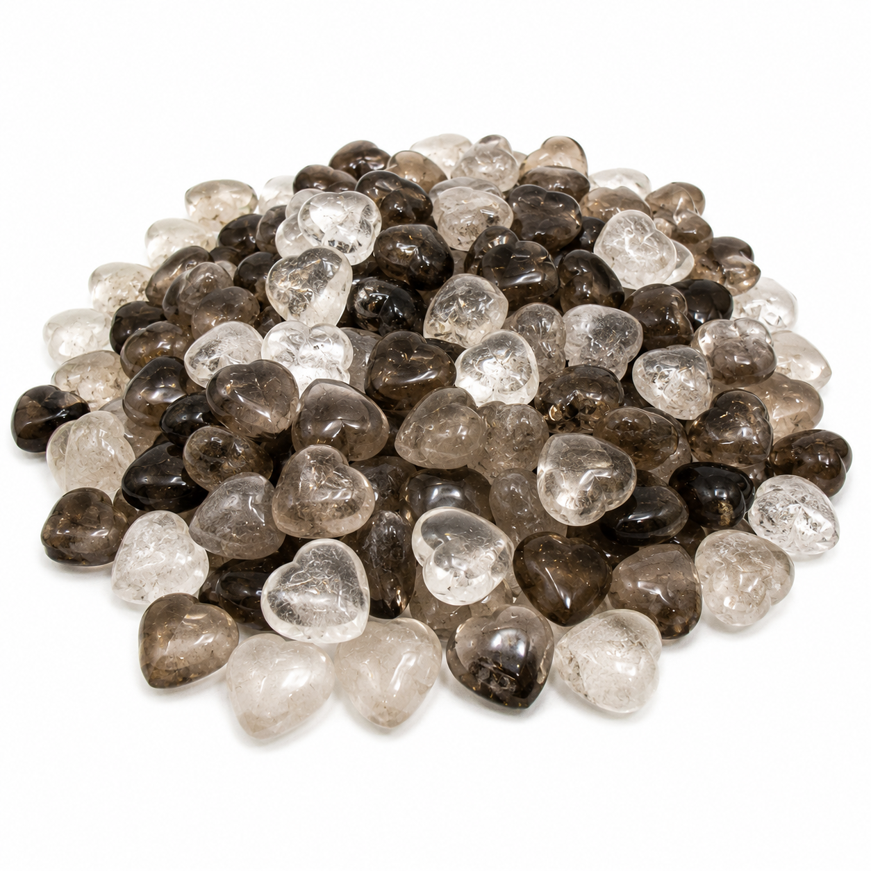 2,2 kg de mini cœurs sculptés en quartz fumé et clair – Lot mixte naturel – Cœurs en cristal pour cadeaux, faveurs de mariage et décoration intérieure