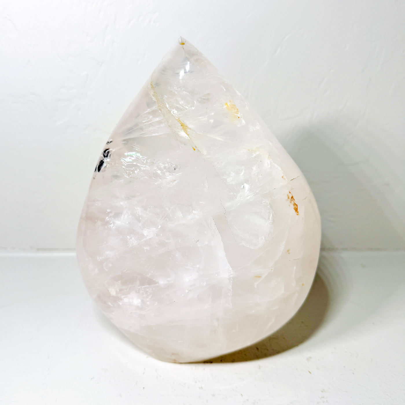 Sculpture de feuille en cristal de quartz Milky Dream – Motif exquis sculpté à la main avec inclusions naturelles (3,3 kg)