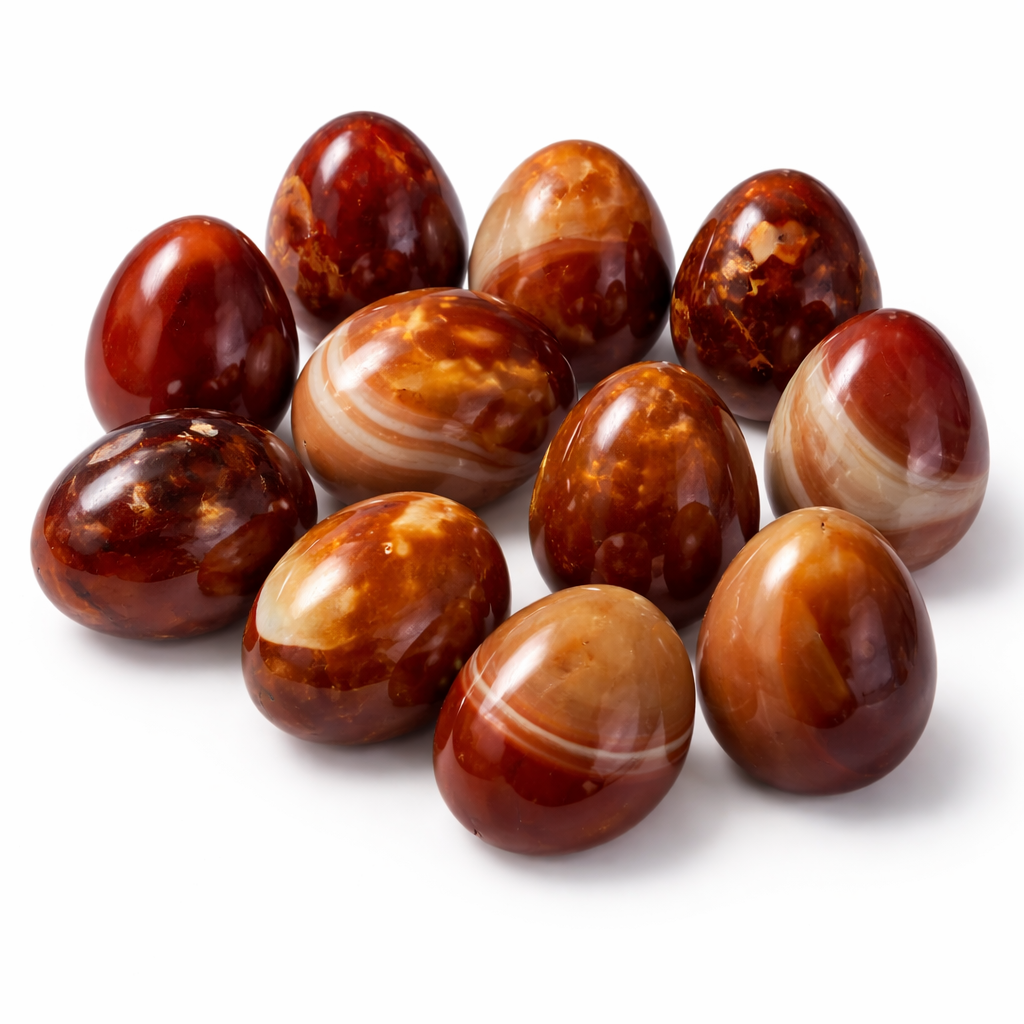 5 LB Carnelian Agate Crystal Egg Carving Mixed Lot – Polished Assortment (No Selection)