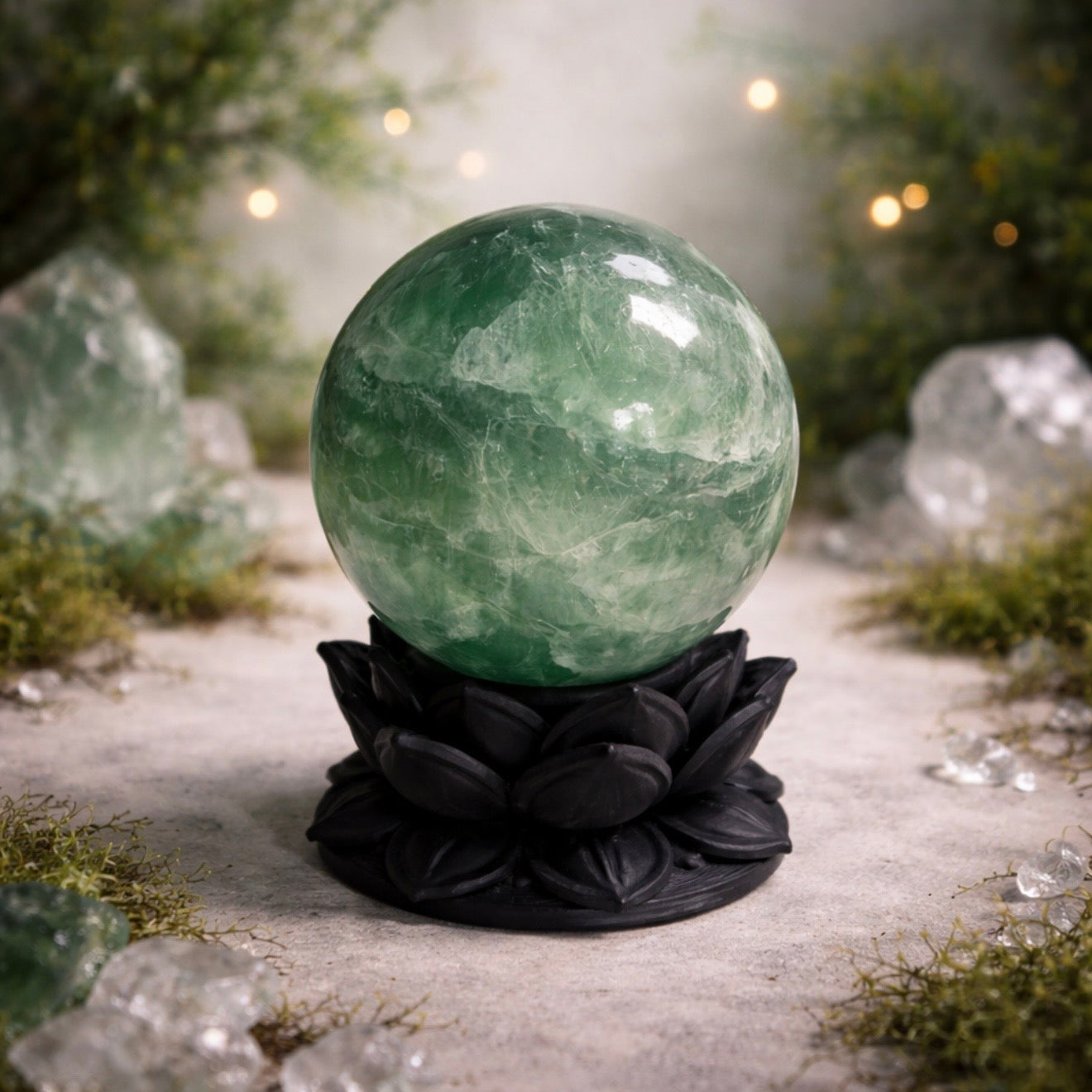 Crystal Sphere with Dark Lotus Stand | Original Kreateur Studio Design