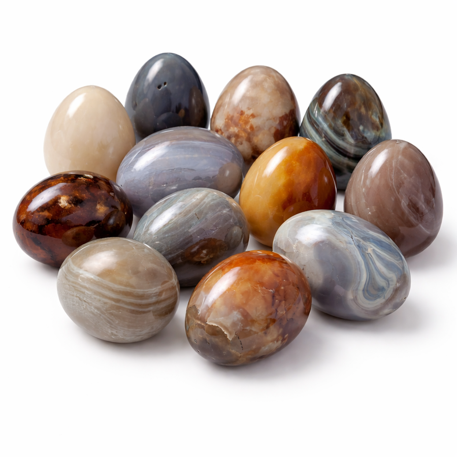 5 LB Agate Egg Carvings Mixed Lot – Polished Assortment (No Selection) - KREATEUR Miami crystal product card