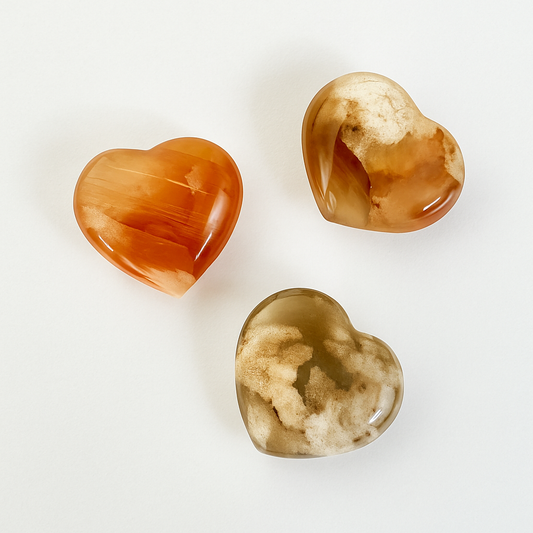 Flower Agate Mini Hearts – Assorted Mix (Per LB)