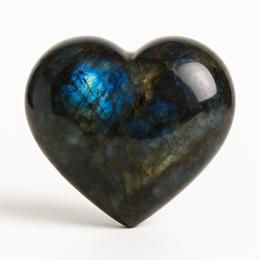 3D Labradorite Heart – Flashy Polished Crystal (Sold by Piece)