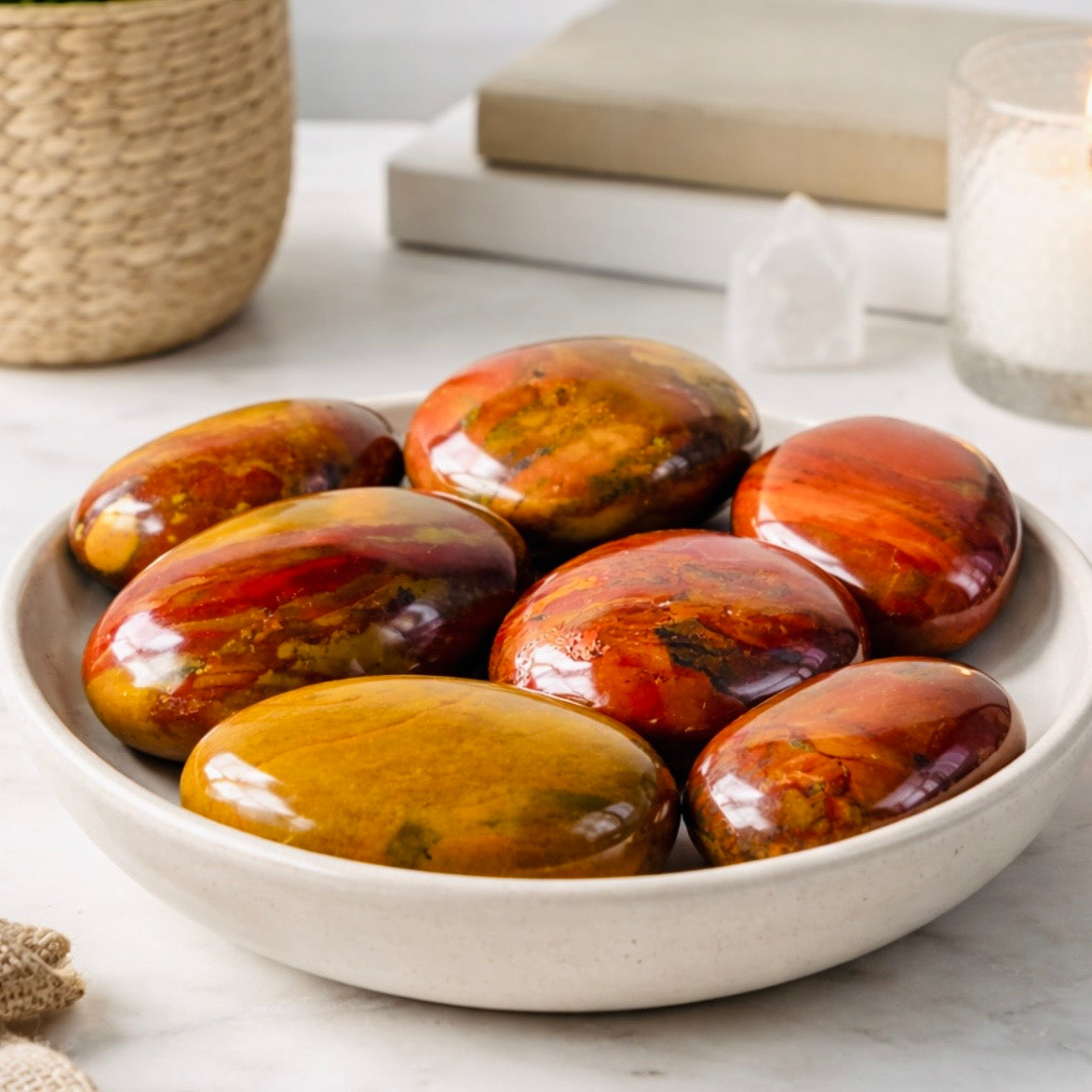 5 lb Sunset Jasper Palm Stone Lot | Handpicked Mixed Pieces