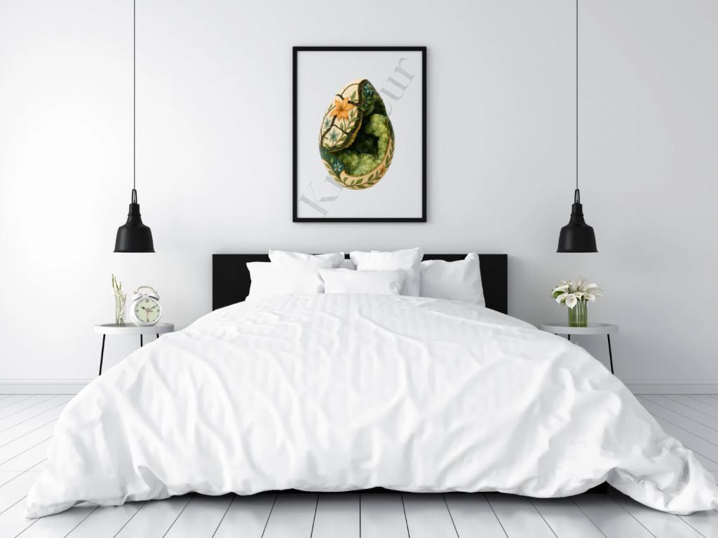 Dragon Bloom – Septarian Dragon Egg Digital Art Print | Crystal Botanical Download