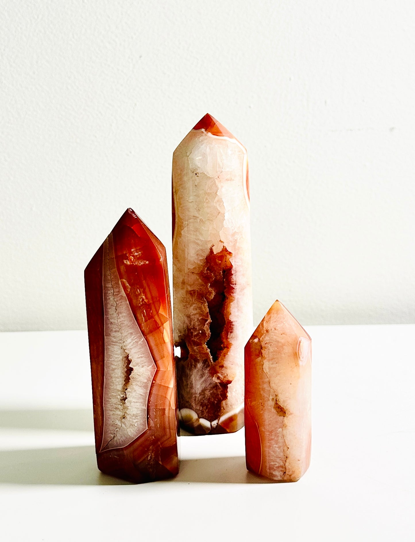 Carnelian Agate Akik Aqeeq Tower Bundle - Unique 3-Size Set,