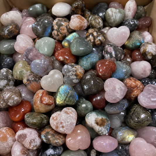 10 LB Mixed Crystal Mini Hearts – Polished Assortment (No Selection)