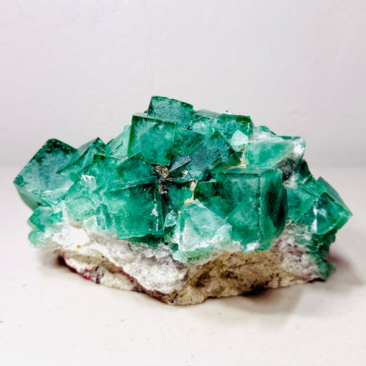 Exceptional Madagascan Green Fluorite Cluster with Well-Defined Cubic Crystals — 4.7 lb Collector Specimen