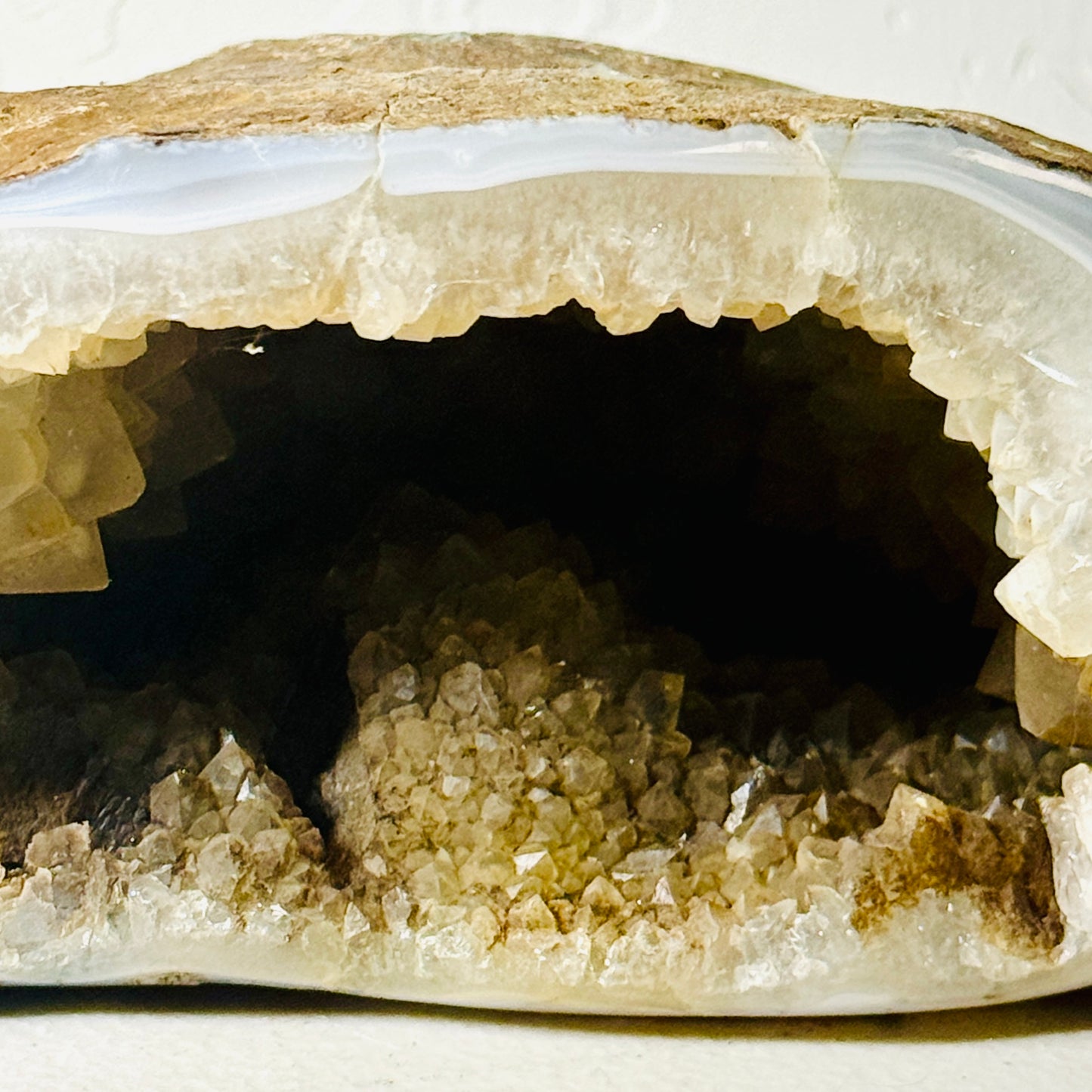 Natural Agate Geode Freeform with Druzy Cavity — 3.6 lbs