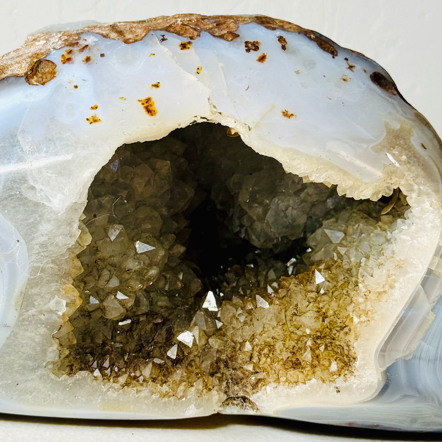 Chunky White Agate Geode Freeform with Natural Quartz Druzy Cavity — 4.7 lb Statement Specimen