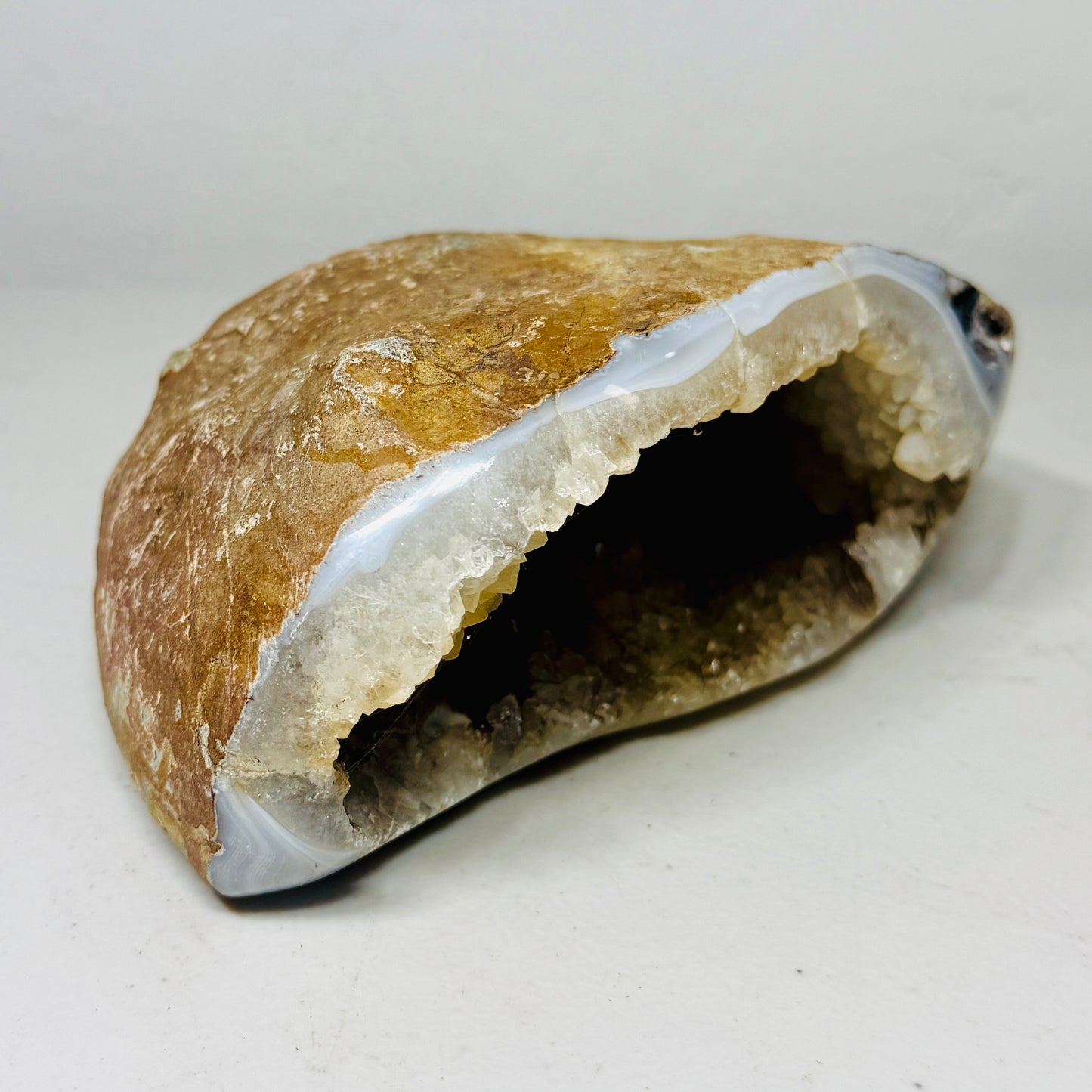 Natural Agate Geode Freeform with Druzy Cavity — 3.6 lbs