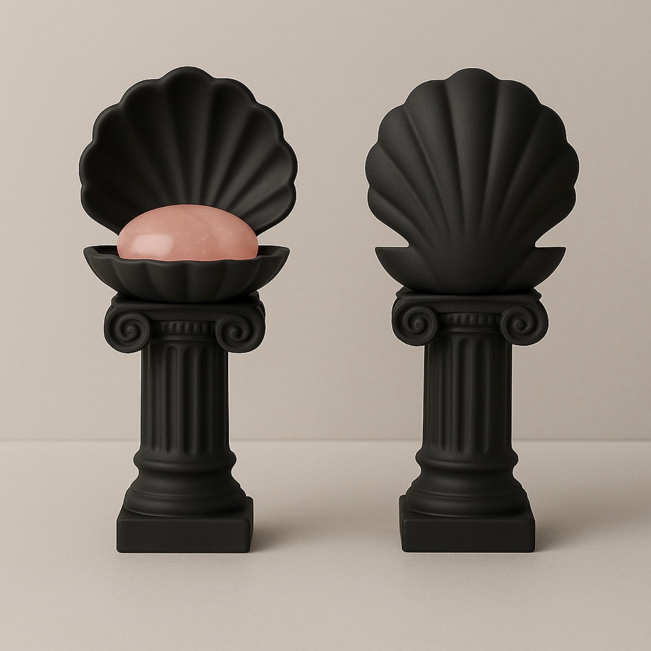 Coque gothique noire pour coquillage avec support pour galets en cristal – Socle 3D aspect pierre foncée par KREATEUR Studio (Beta)