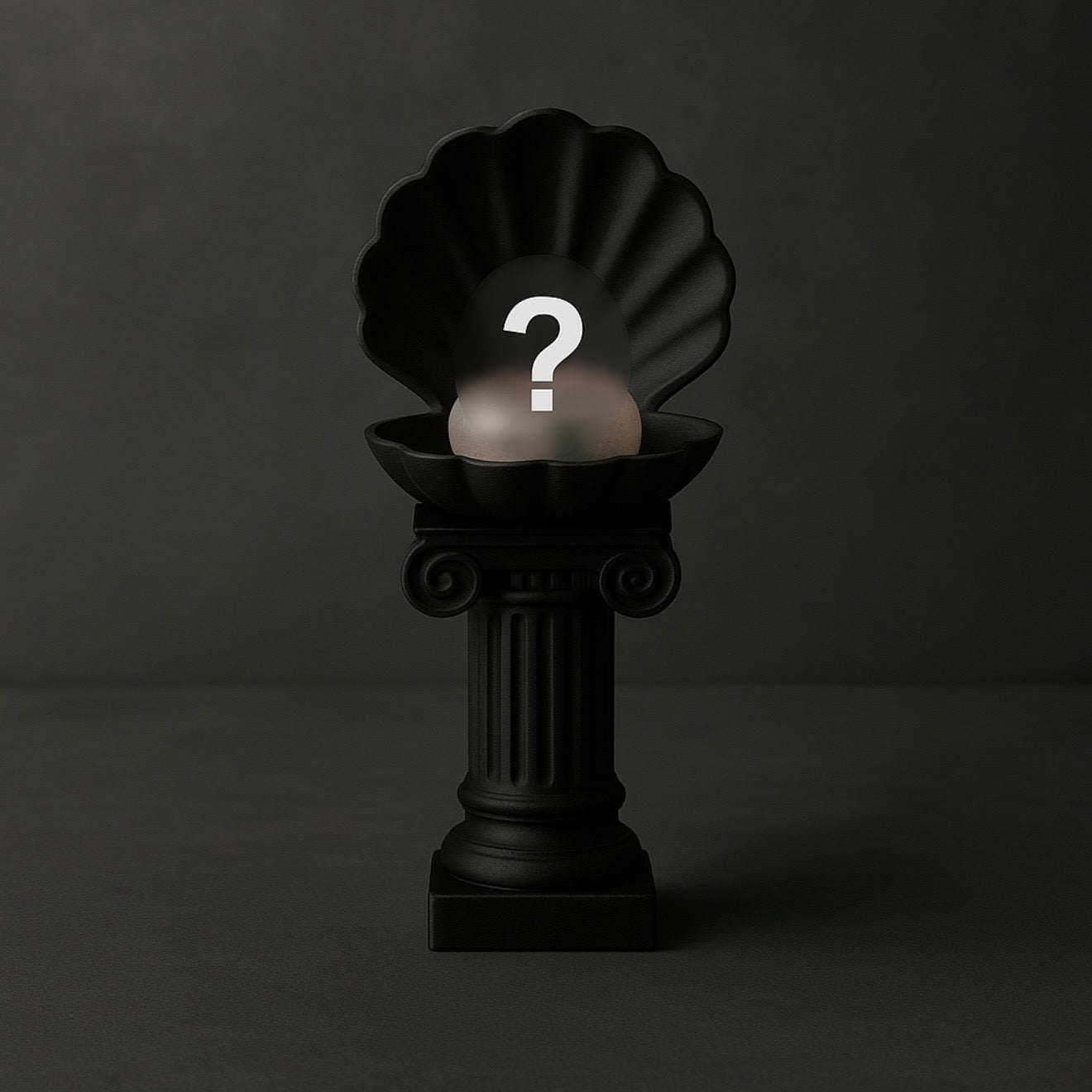 Black Gothic Clam Shell Crystal Pebble Holder – Dark Stone Like 3D Pedestal by KREATEUR Studio (Beta)