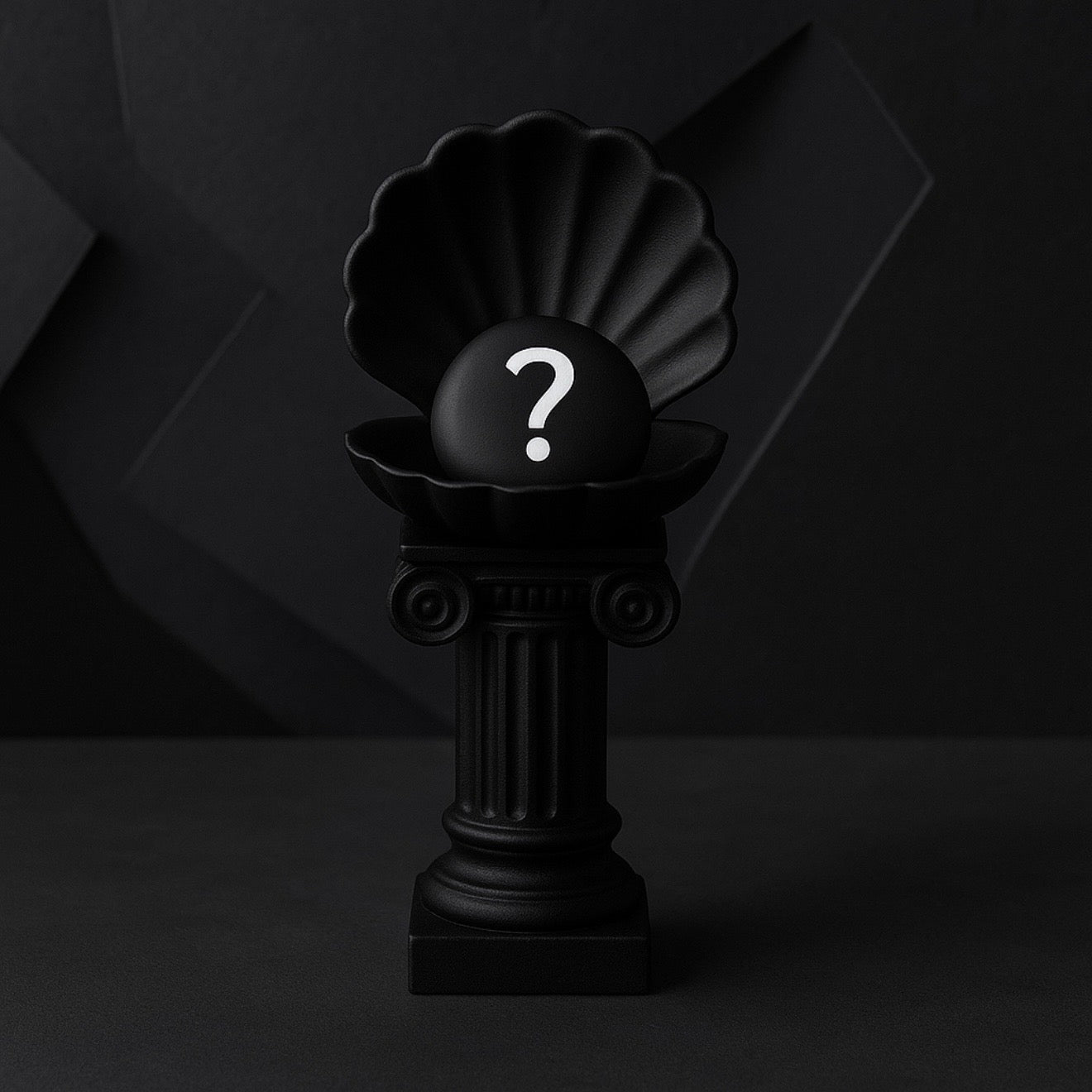 Black Gothic Clam Shell Crystal Pebble Holder – Dark Stone Like 3D Pedestal by KREATEUR Studio (Beta)