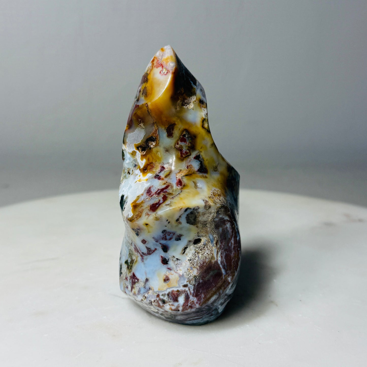 Mystery Jasper Flame Carving – Handpicked Polished Statement Piece (No Sub-Variety Selection)