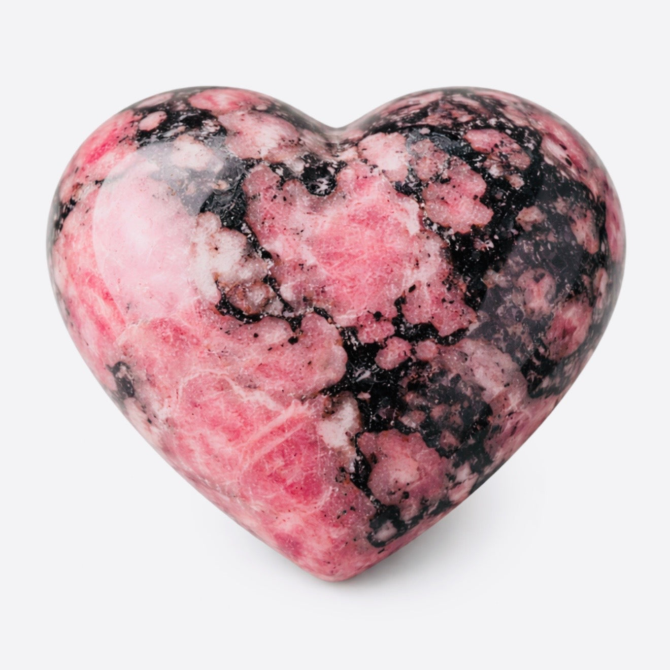 Rhodonite Crystal Heart Carving – Polished Statement Stone