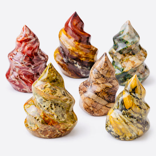 Mystery Jasper Flame Carving – Handpicked Polished Statement Piece (No Sub-Variety Selection)