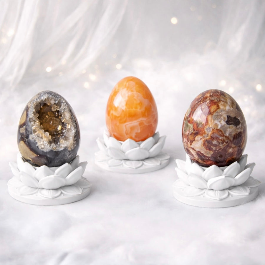White Lotus Crystal Egg Stand – Choose Your Egg - KREATEUR Miami crystal product card