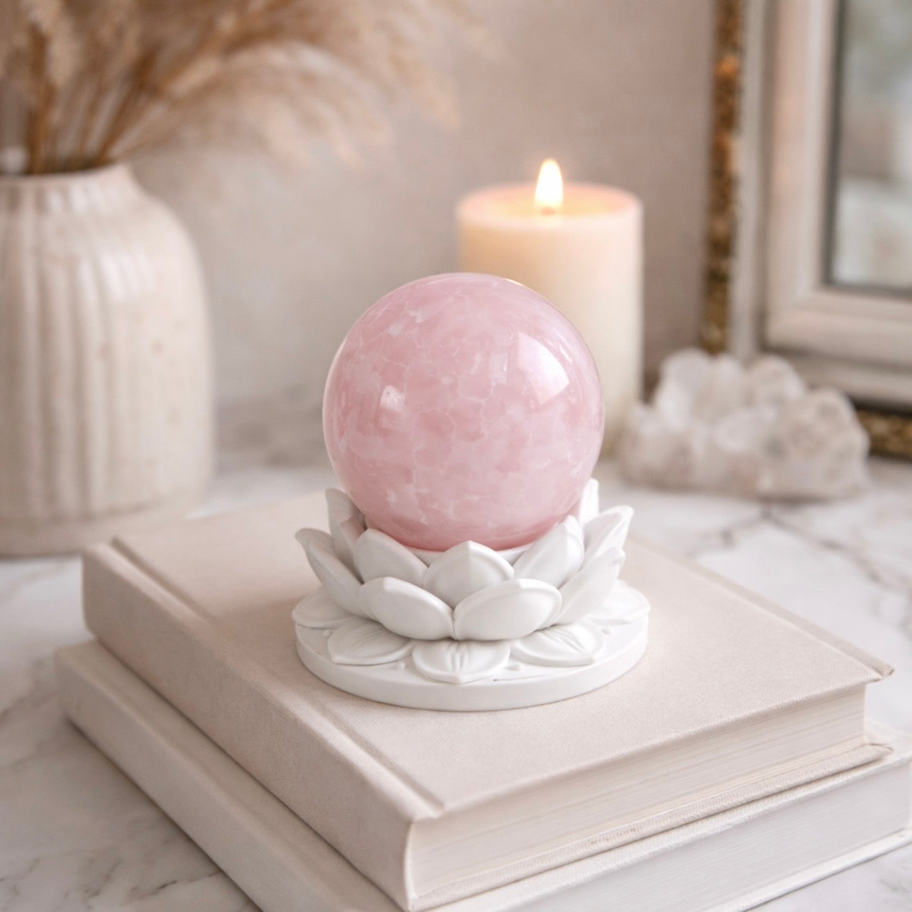 White Lotus Crystal Ball Stand – Choose Your Sphere