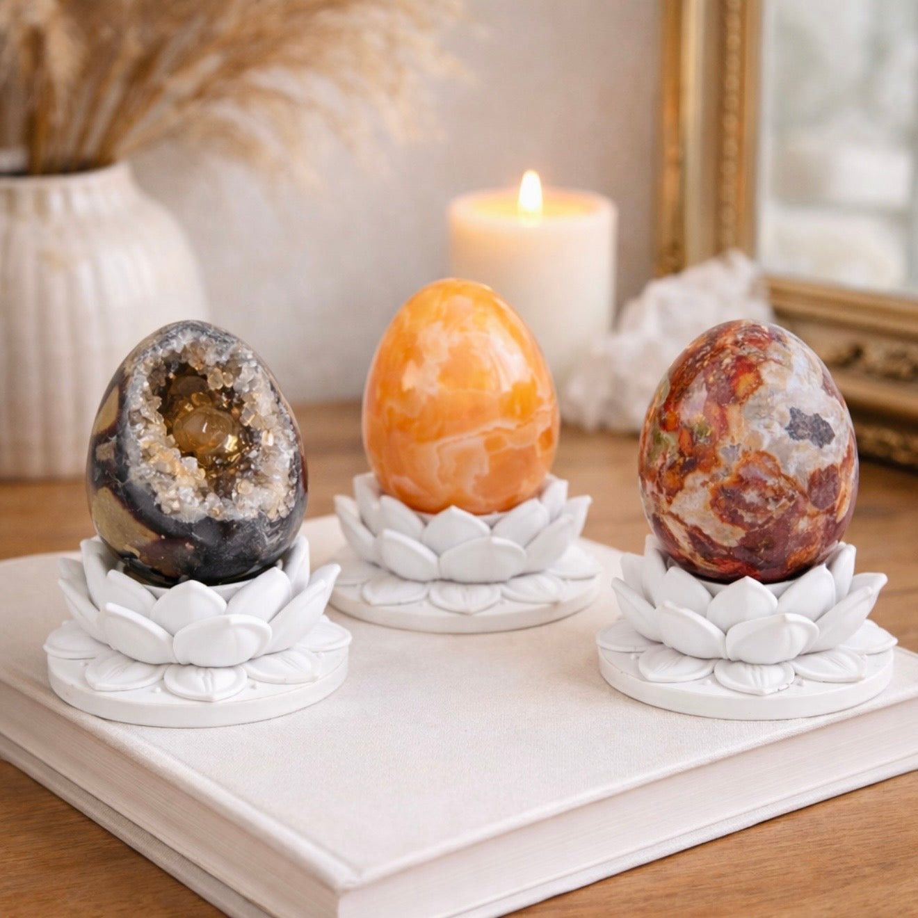 White Lotus Crystal Egg Stand – Choose Your Egg