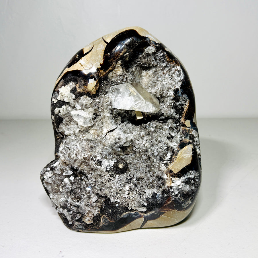 Large Septarian Dragon Stone: Quartz Druzy Freeform (4.7 lbs) - KREATEUR Miami crystal product card