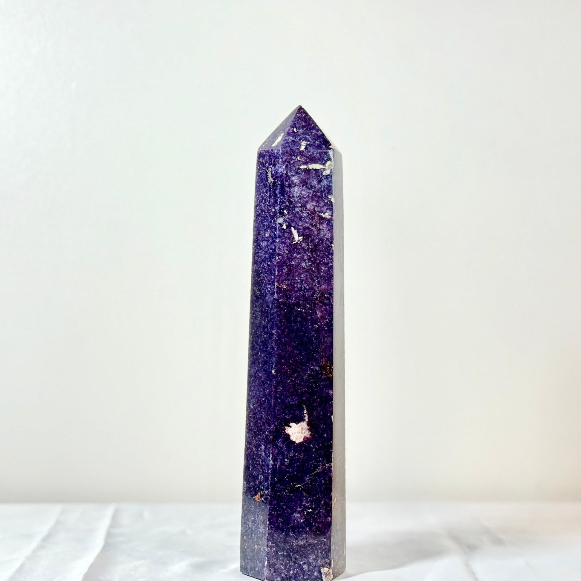 Big Lepidolite Tower - Serenity & Balance Crystal Obelisk - KREATEUR MIAMI