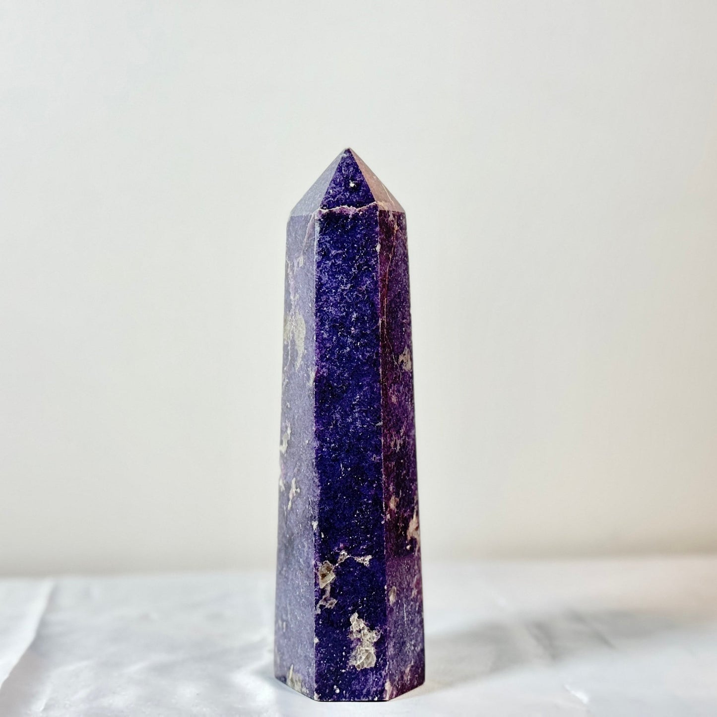 Big Lepidolite Tower - Serenity & Balance Crystal Obelisk - KREATEUR MIAMI