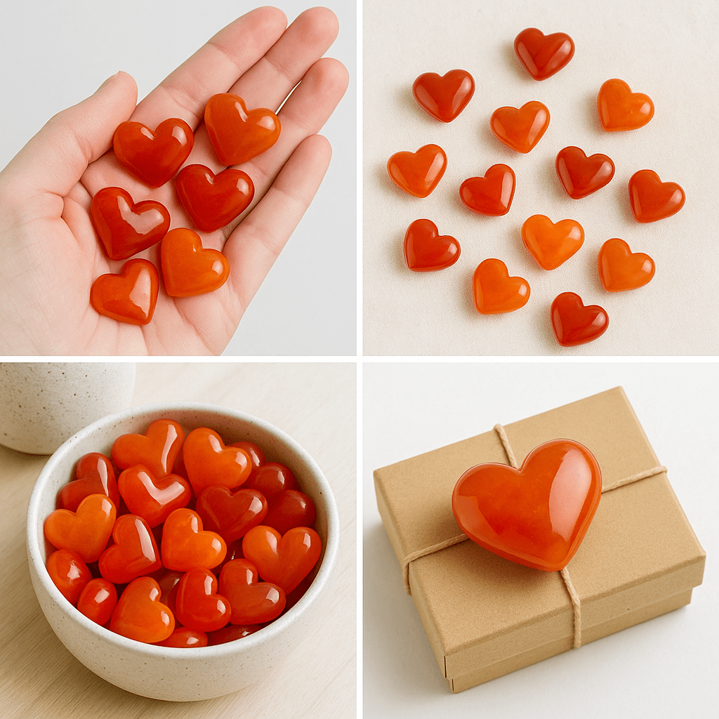 Carnelian Agate Mini Hearts – Sold by the Pound - KREATEUR MIAMI