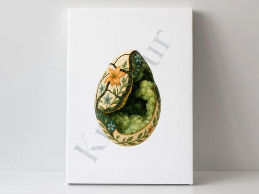 Dragon Bloom – Septarian Dragon Egg Digital Art Print | Crystal Botanical Download - KREATEUR MIAMI