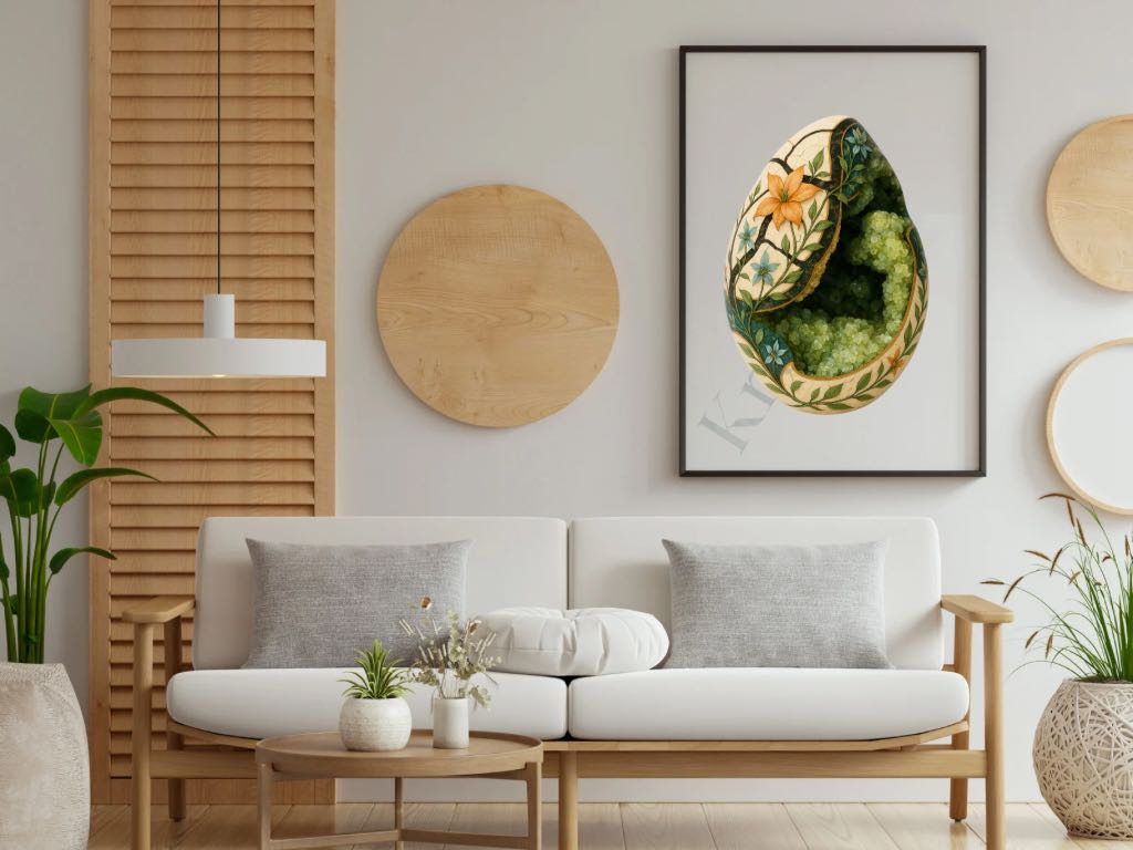 Dragon Bloom – Septarian Dragon Egg Digital Art Print | Crystal Botanical Download - KREATEUR MIAMI