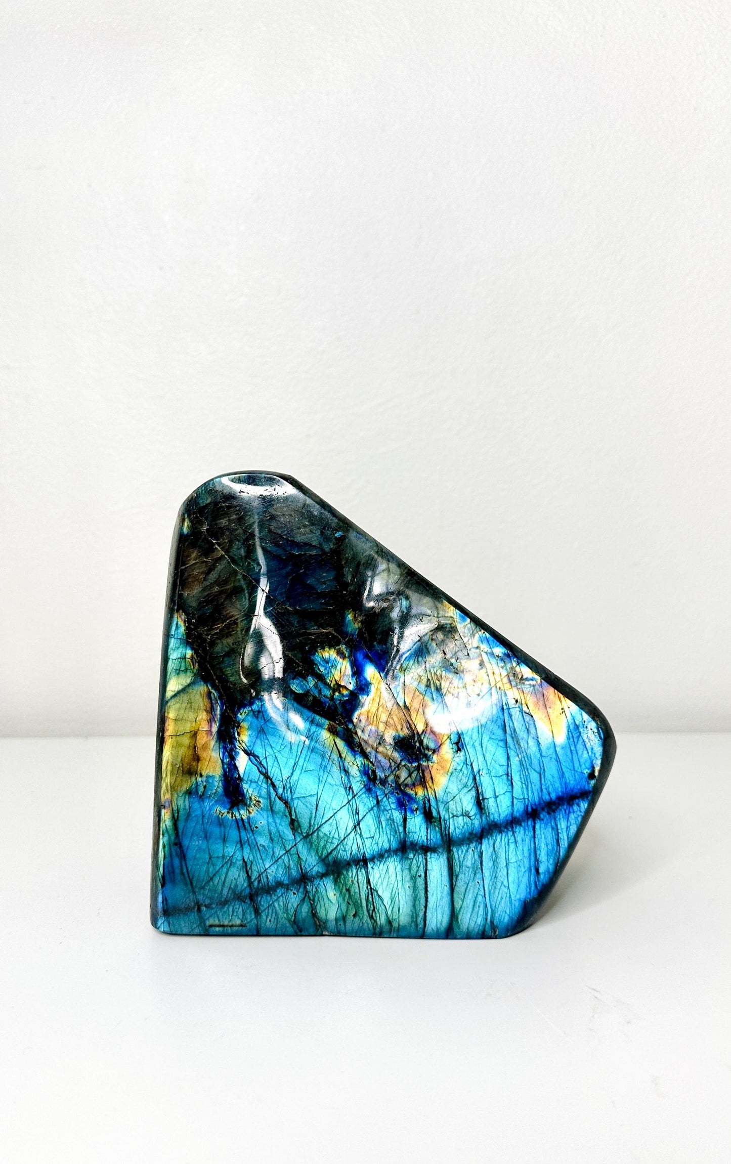 Title: Large Labradorite Freeform Specimen with Blue & Gold Flashes - 6.1 lbs (2.7 KG) - Intuition Enhancing Crystal