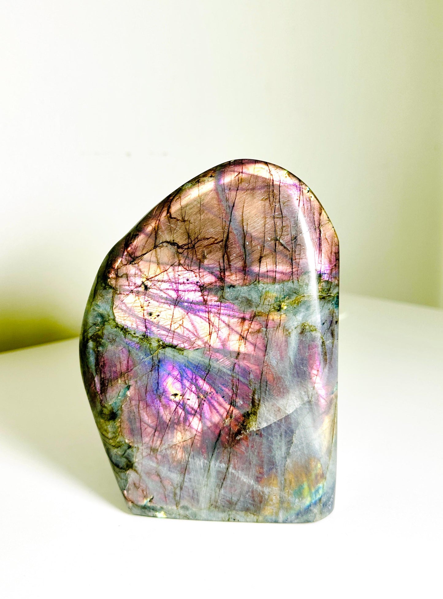 Large Rare Labradorite Freeform with Purple Flash - 3.4 lbs (1.54 KG) - Natural Crystal for Home Decor and Healing