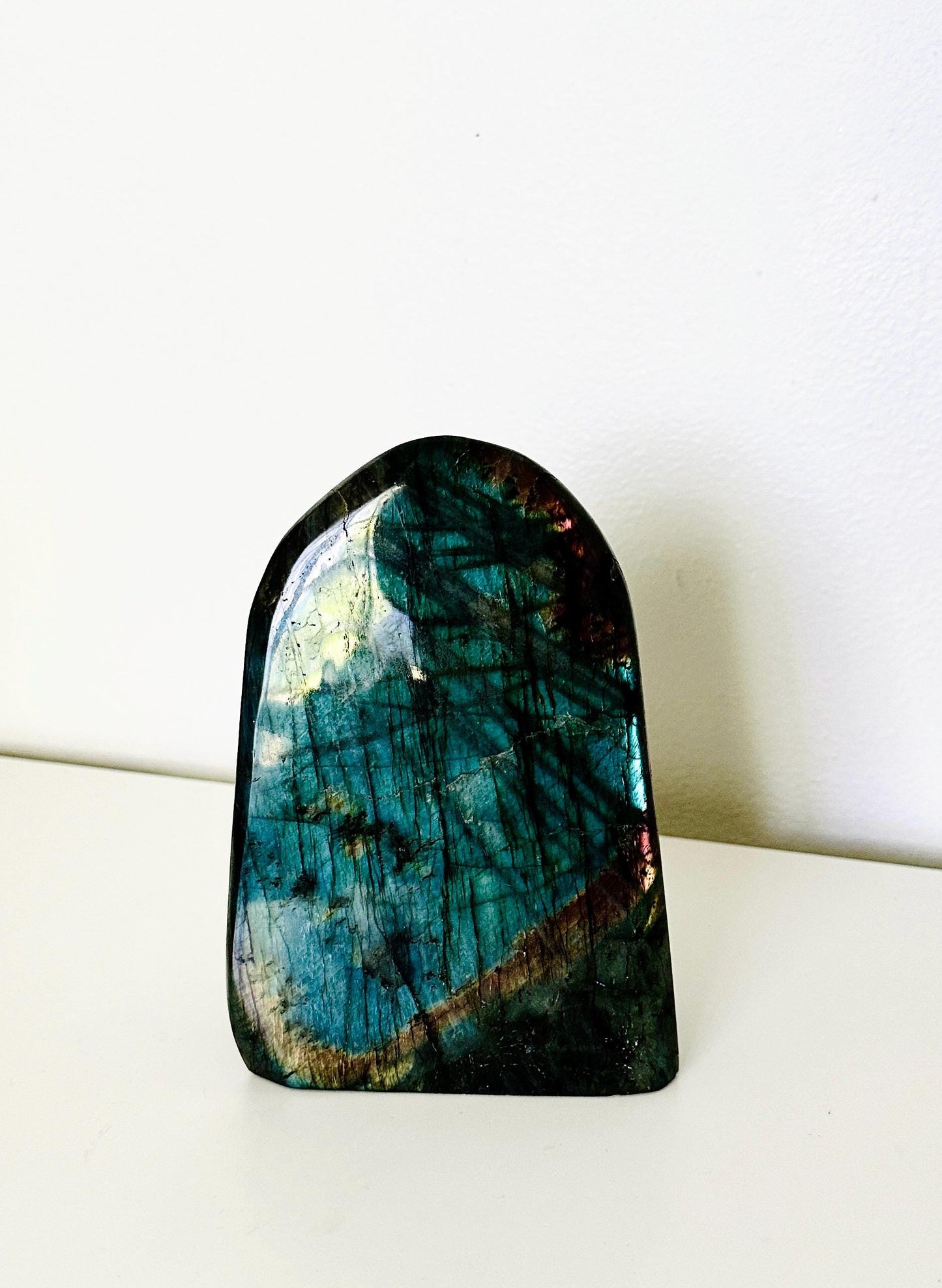 Large Labradorite Freeform with Dominant Turquoise and Sunset Flash Contour (3.6 lbs/1.63 KG)