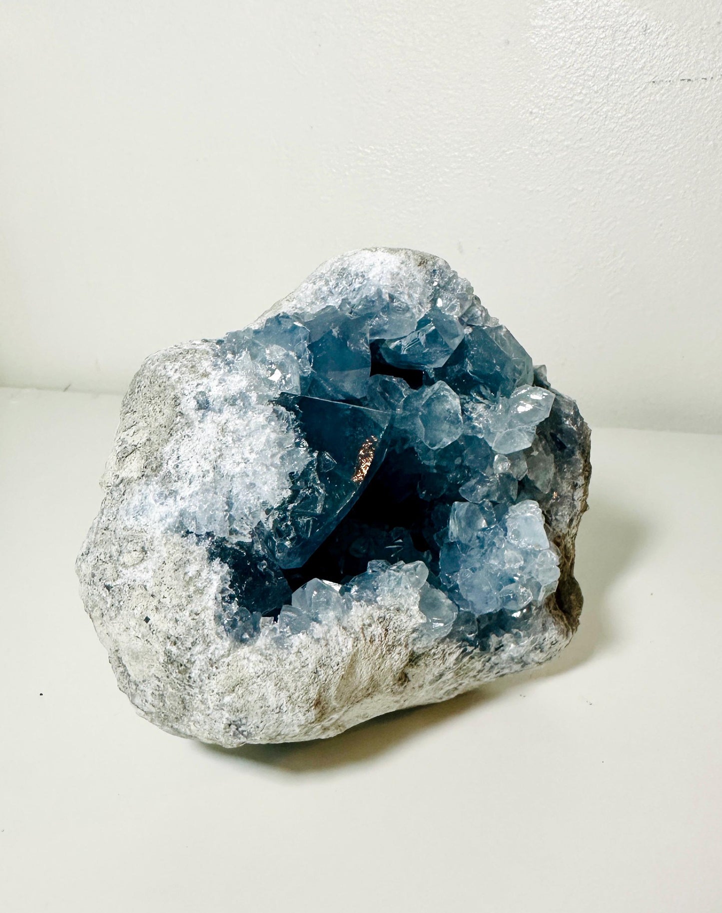 Raw Celestite Cluster Geode - 4.4 lbs (2 KG) - Natural Blue Crystal for Home Decor and Healing