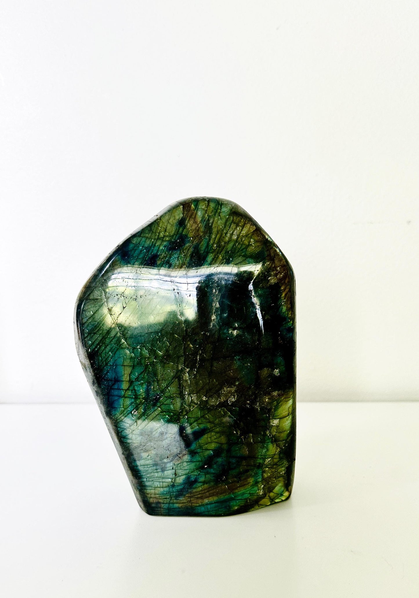 Large Labradorite Freeform with Rainbow-Like Flash and Dominant Light Green - 4.5 lbs (2 KG) - Natural Crystal for Home Decor and Healing