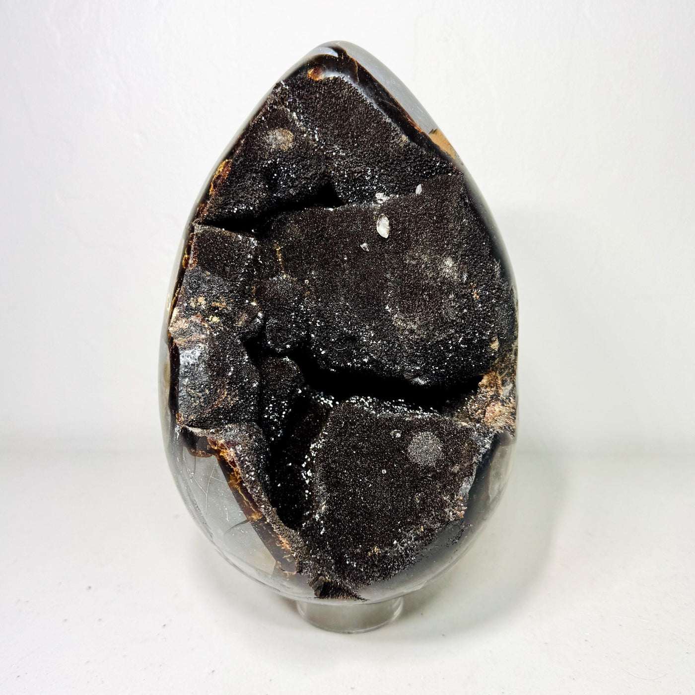 One-of-a-kind Septarian Dragon Stone egg with druzy cavities, view 1