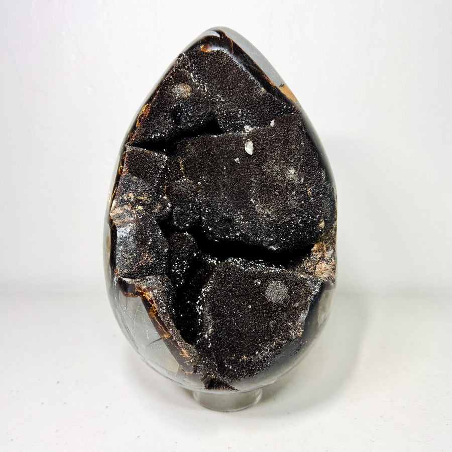 One-of-a-kind Septarian Dragon Stone egg with druzy cavities, view 1